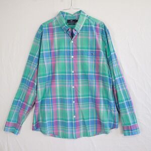 Vineyard Vines Shirt Mens XL Slim Fit Tucker Pocket Button Up Plaid Long Sleeve